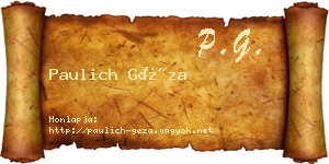 Paulich Géza névjegykártya