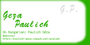 geza paulich business card